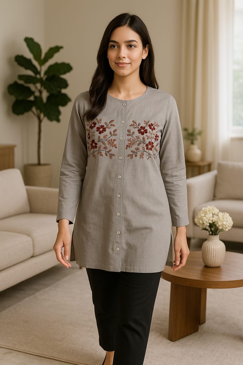 Embriodery Short Kurtis