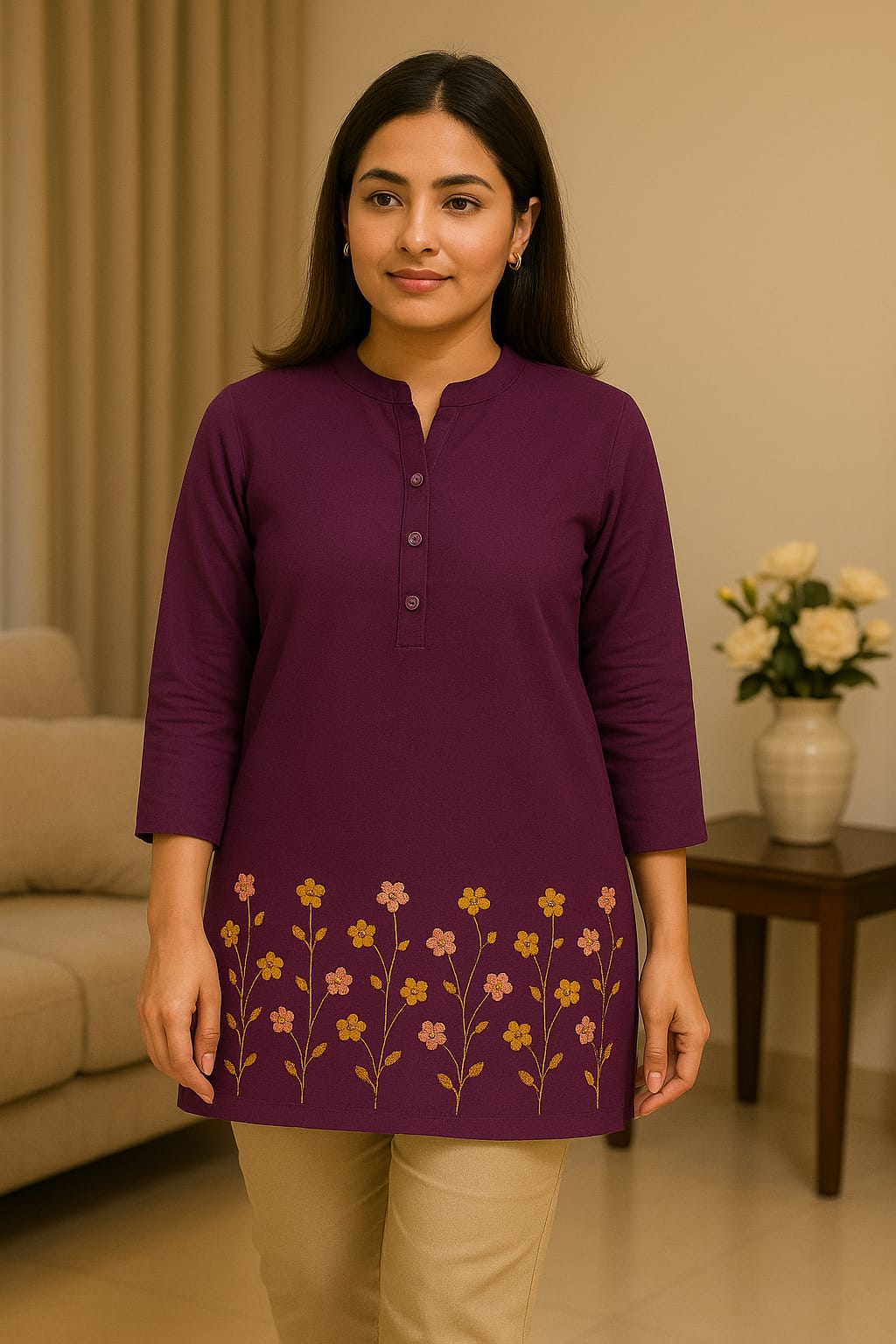 Embriodery Short Kurtis