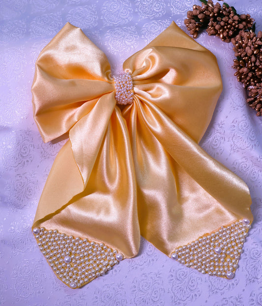 GET FLAT 50% OFF ON "Elegant Satin Pearl Bead Hair Clip Bow"