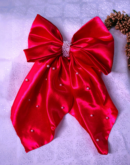 GET FLAT 50% OFF ON "Elegant Satin Pearl Bead Hair Clip Bow"
