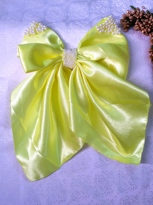 GET FLAT 50% OFF ON "Satin Pearl Bead Hair Clip Bow"