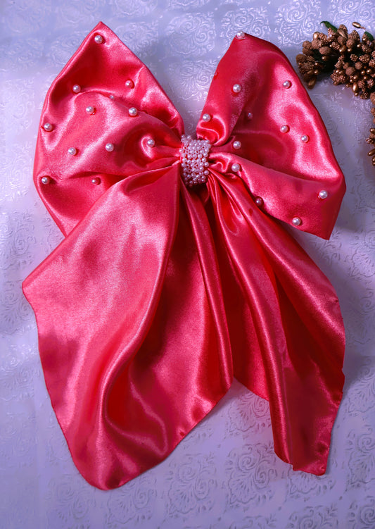 GET FLAT 50% OFF ON "Satin Pearl Bead Hair Clip Bow"