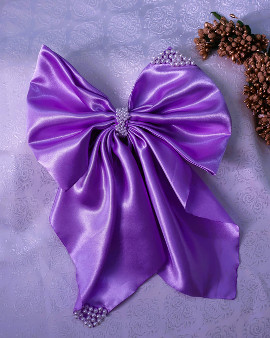 GET FLAT 50% OFF ON "Satin Pearl Bead Hair Clip Bow"