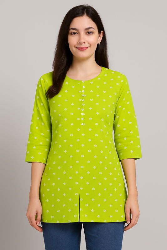 Lime Green Short Kurti