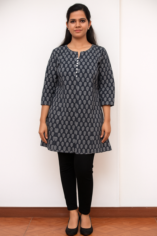 Black Printed Short Kurti