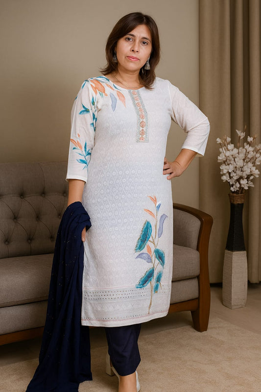 Printed Chikankari Dress Set